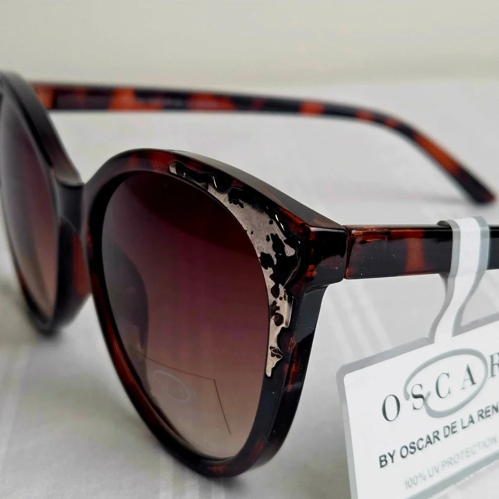 Oscar de la Renta Womens Tortoise Shell Oversized Sunglasses UV Protection Brown
